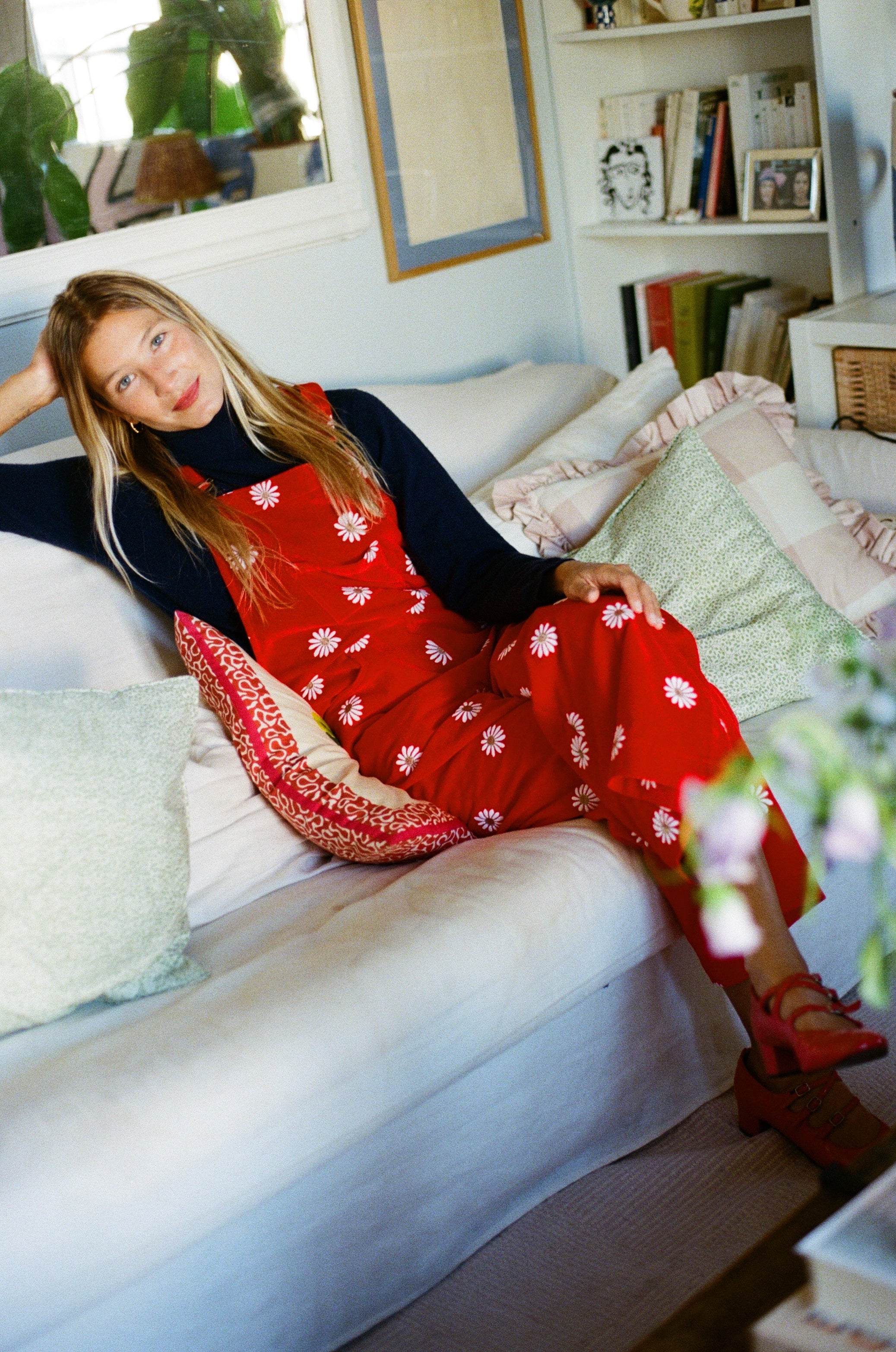 Red velvet dungarees