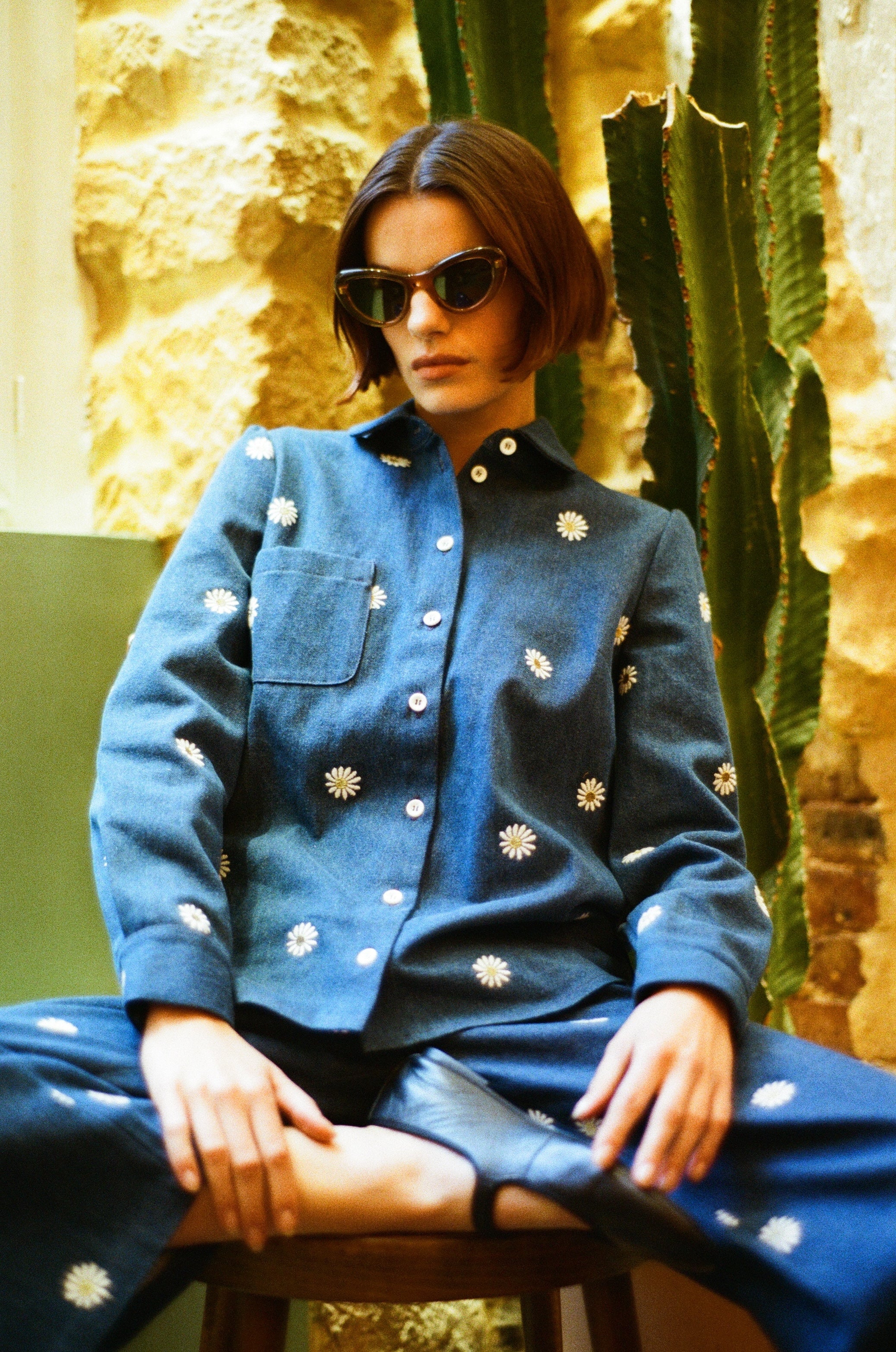 Embroidered denim Vic shirt