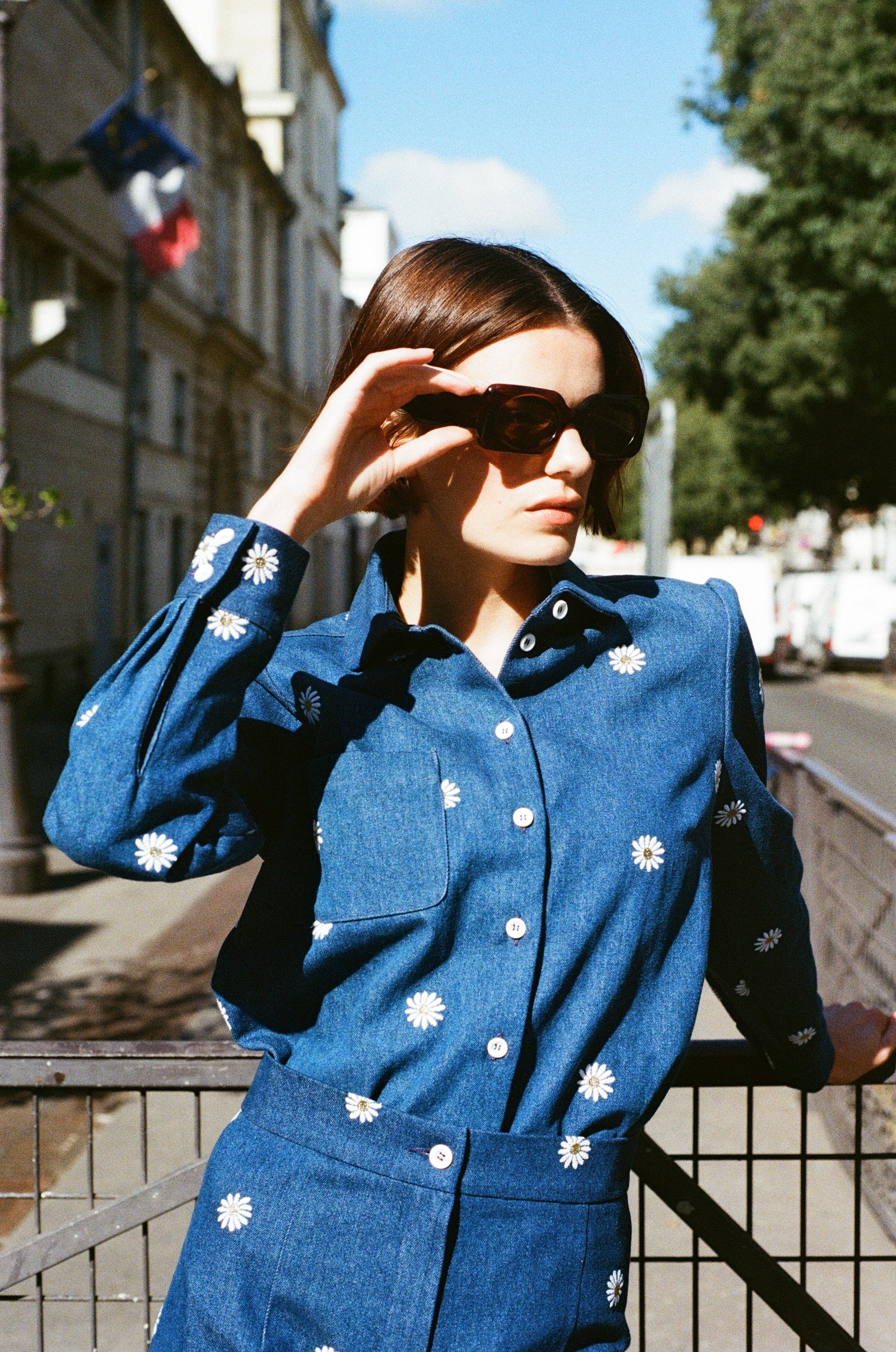 Embroidered denim Vic shirt