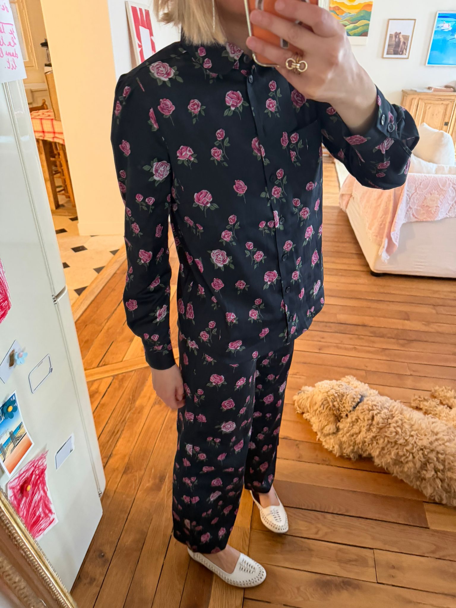 Chemise Vic noire fleurs