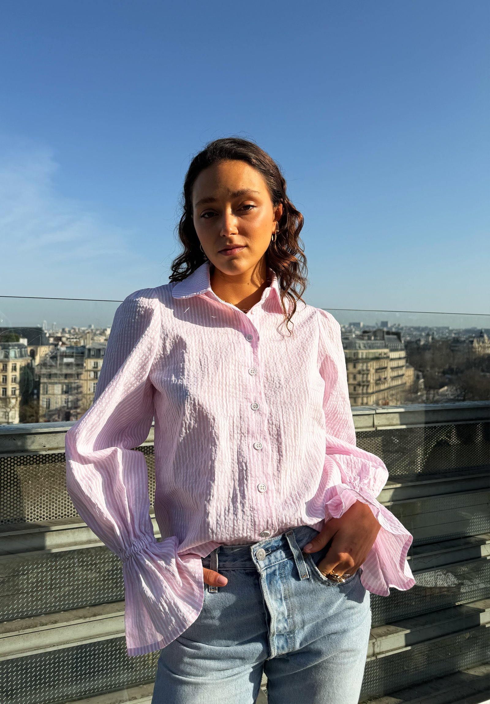 Chemise Gypsy rayures rose