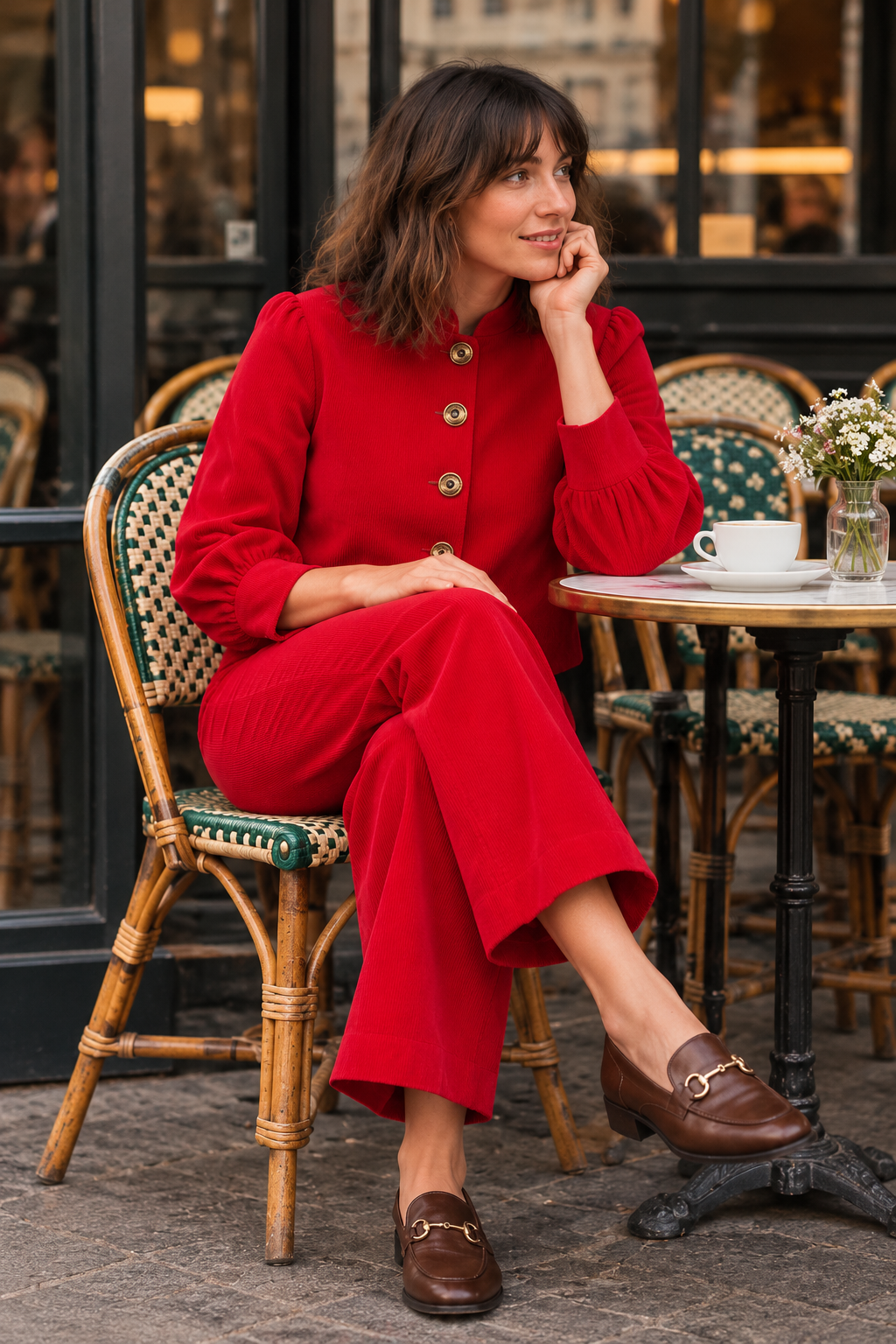 Veste Flower Girl velours rouge