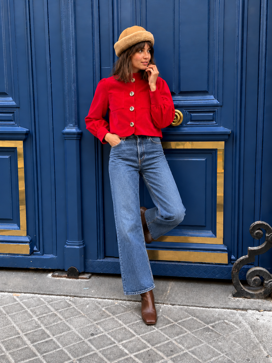 Veste Flower Girl velours rouge