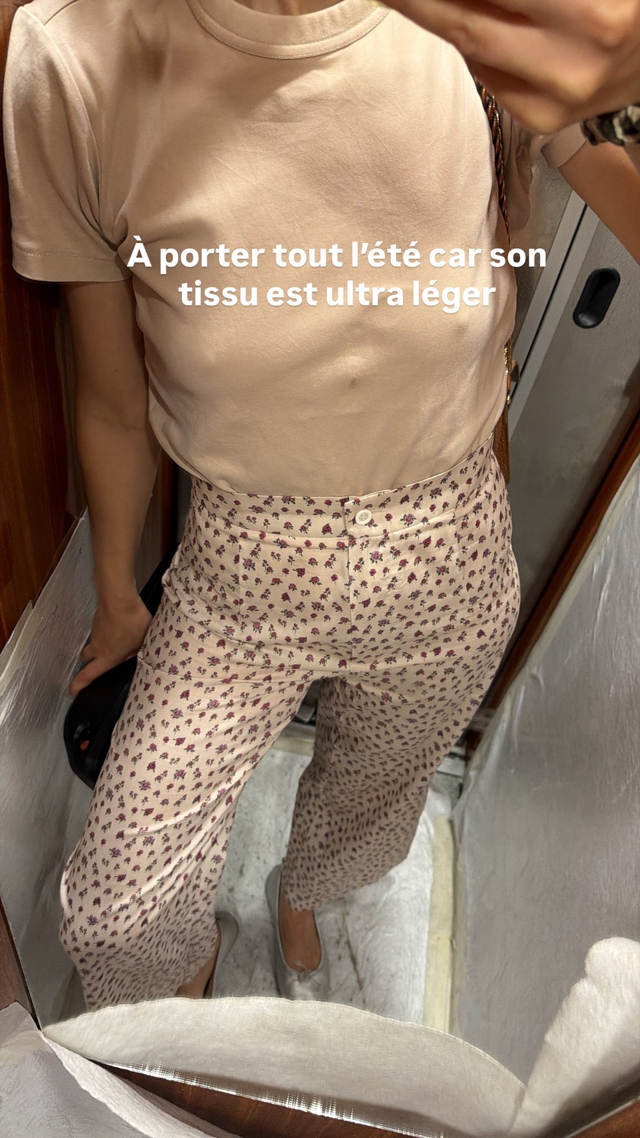 Pantalon Romy écru fleurs