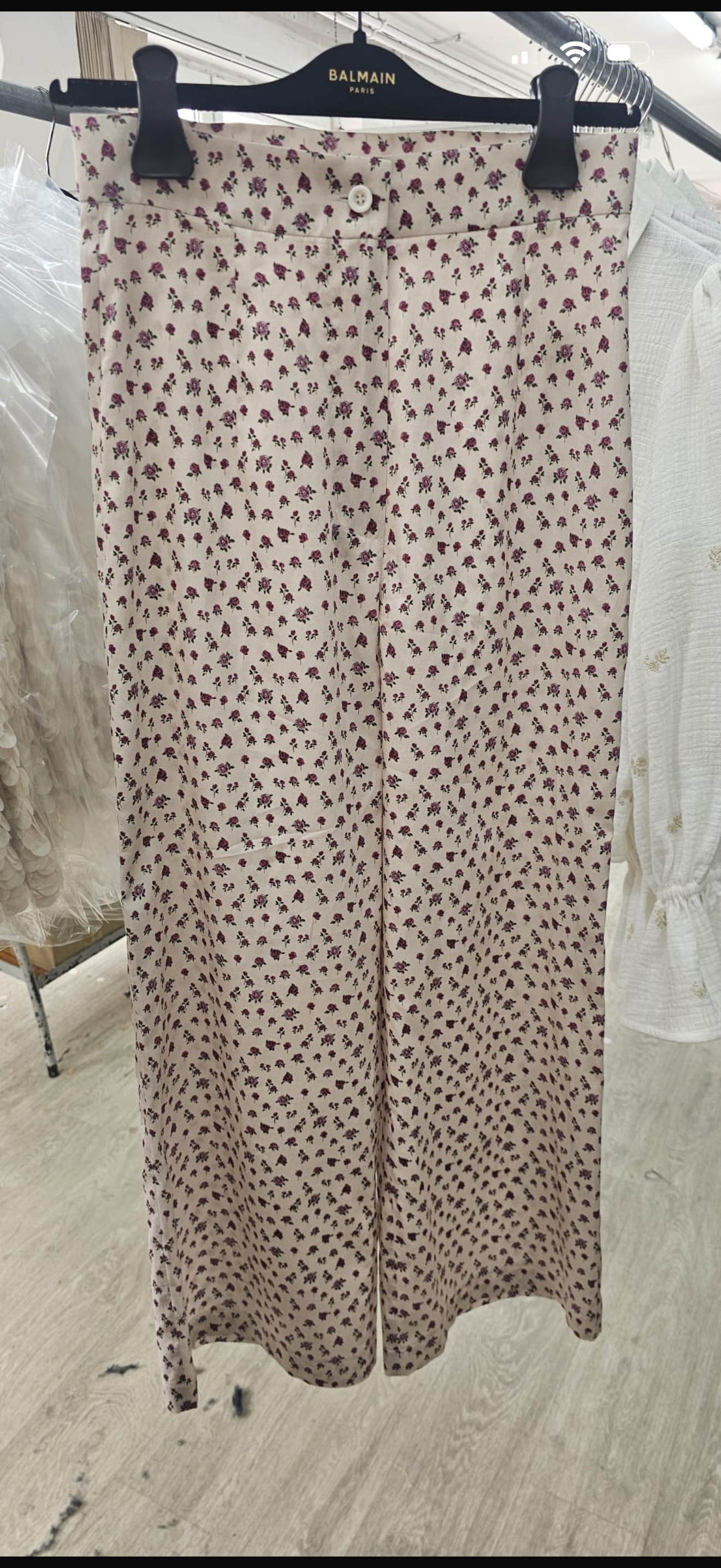 Pantalon Romy écru fleurs