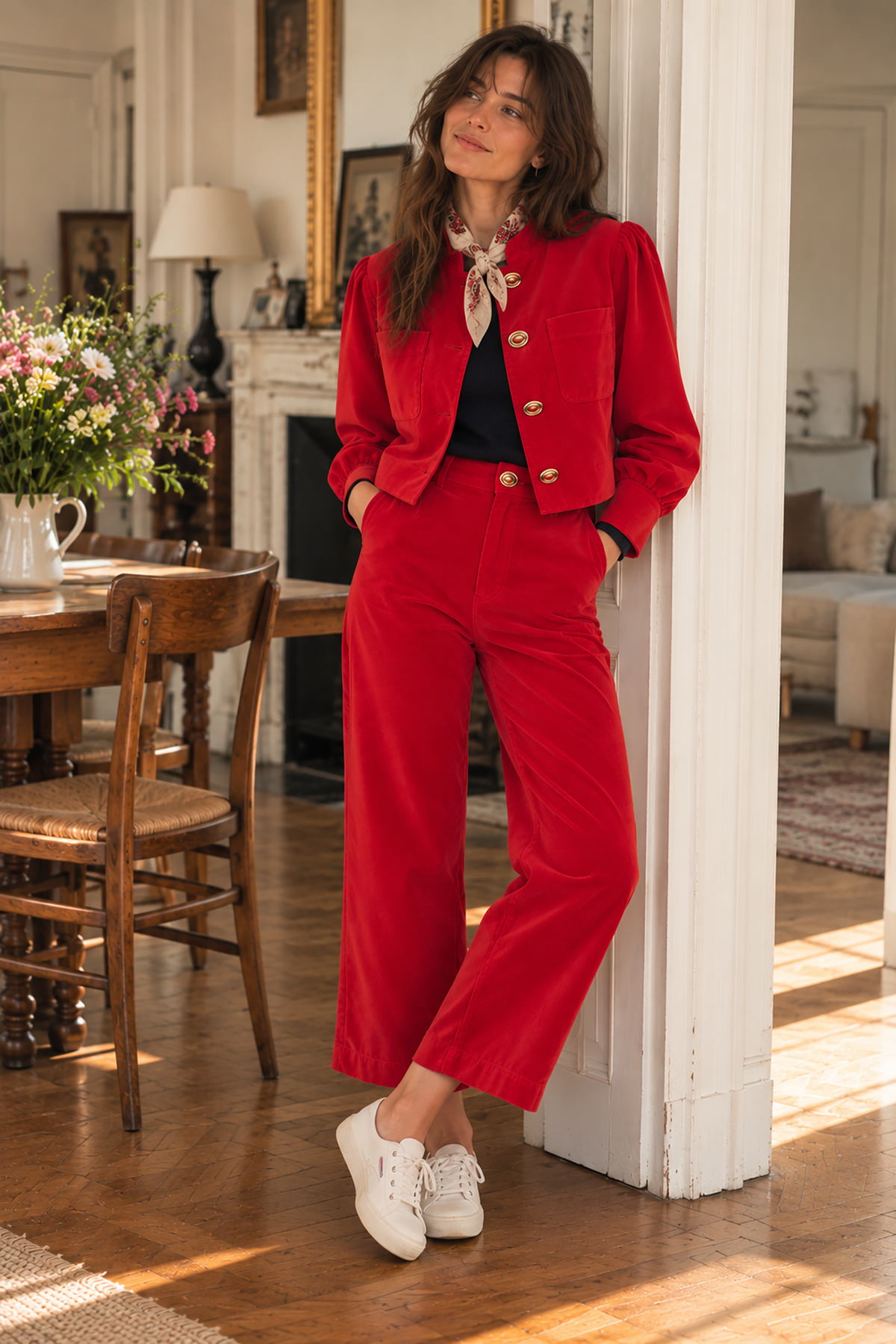Pantalon Romy velours rouge