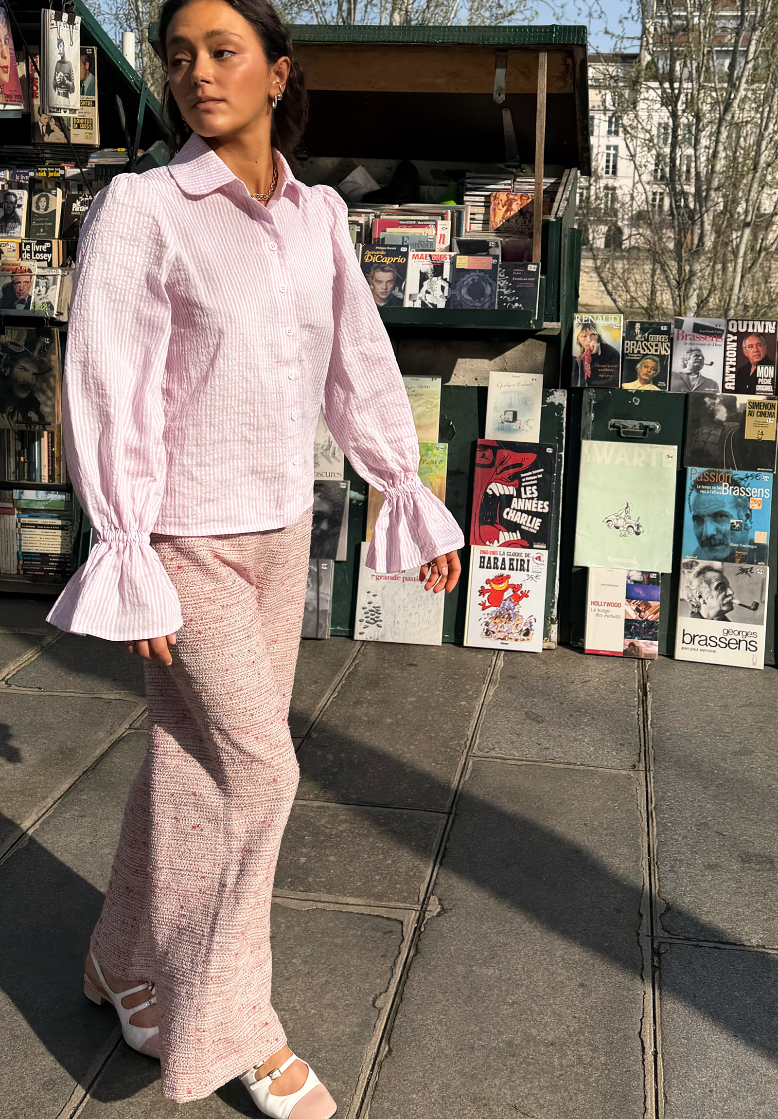 Pale pink tweed Romy pants