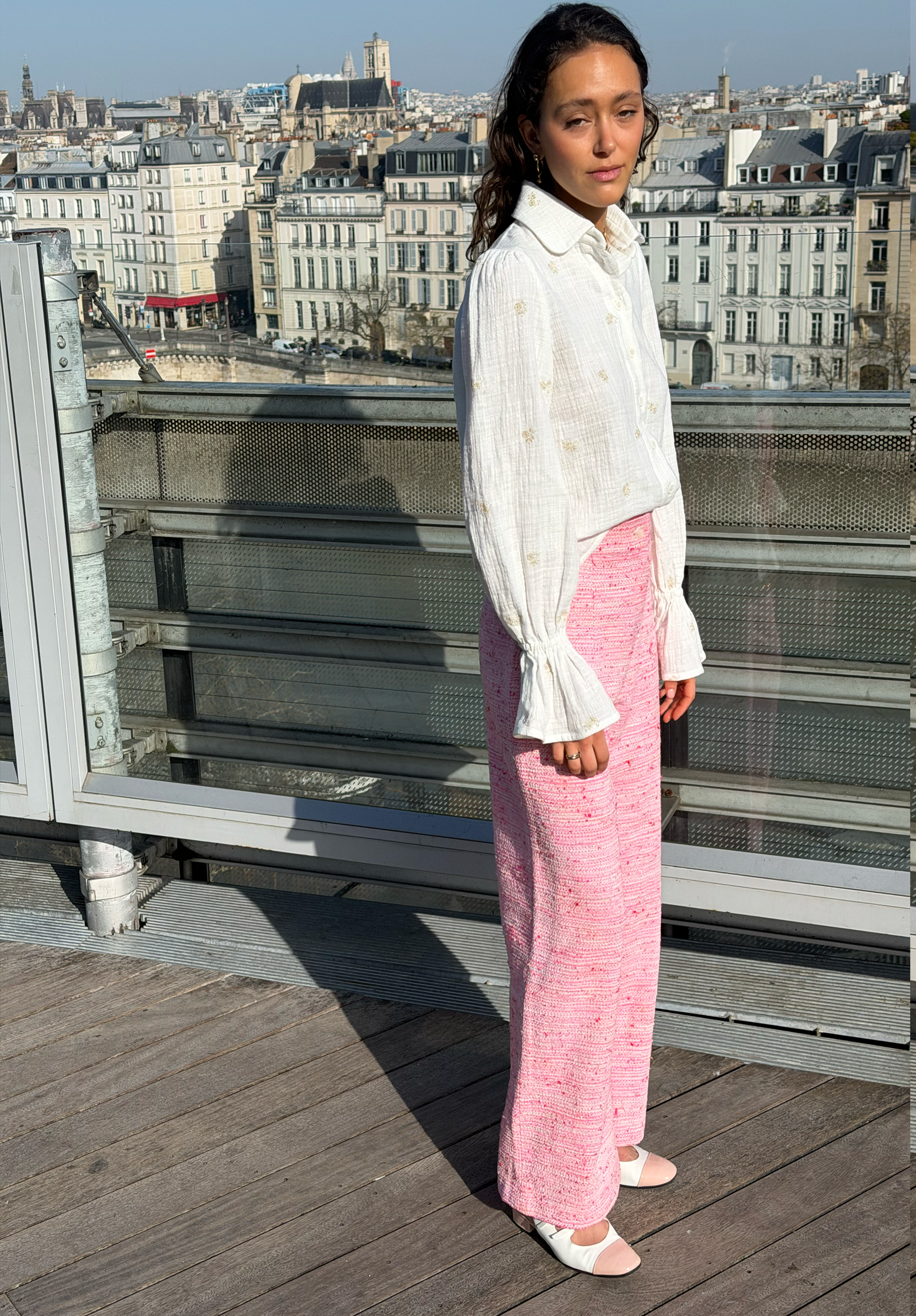 Fuchsia tweed Romy pants