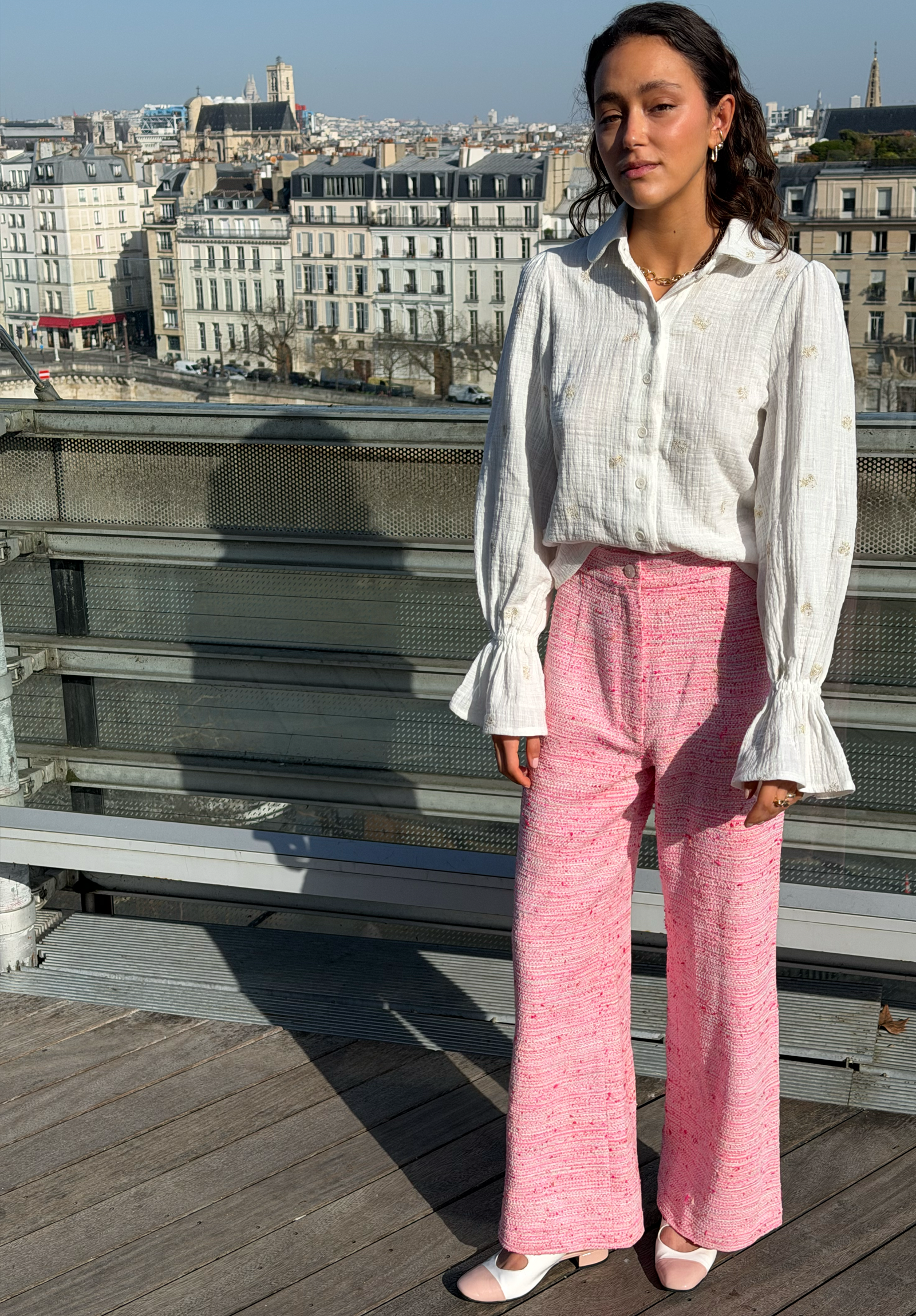 Fuchsia tweed Romy pants