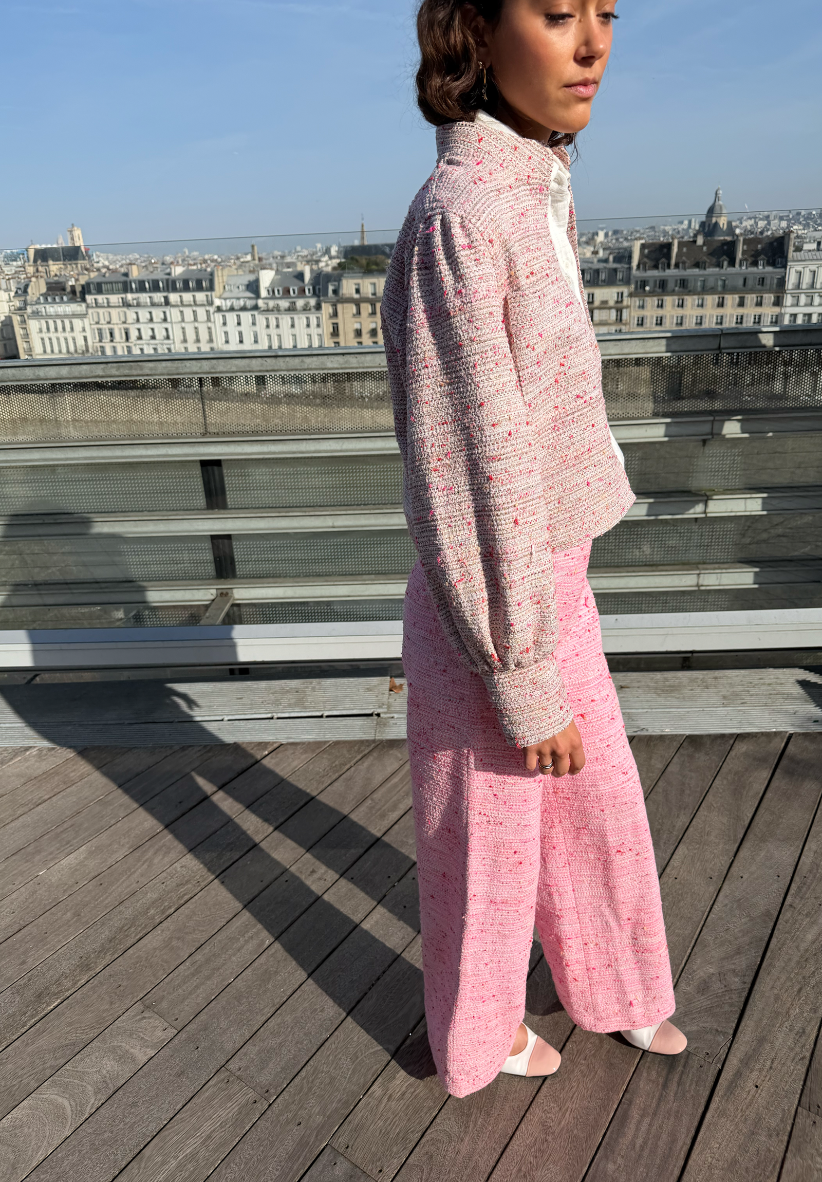 Pantalon Romy tweed fuchsia