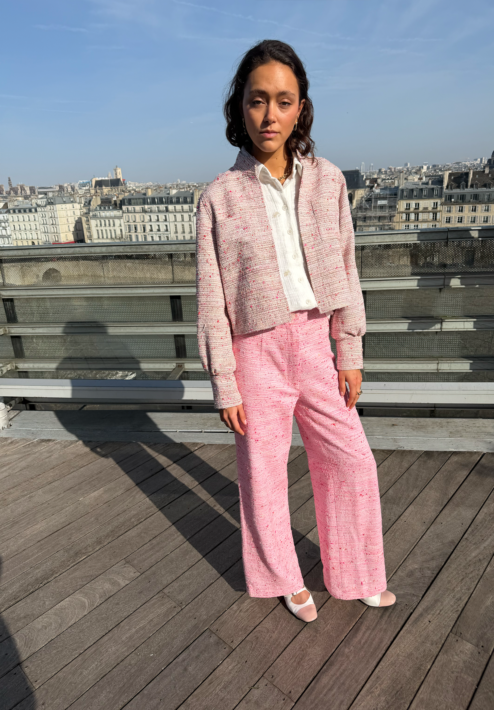 Fuchsia tweed Romy pants