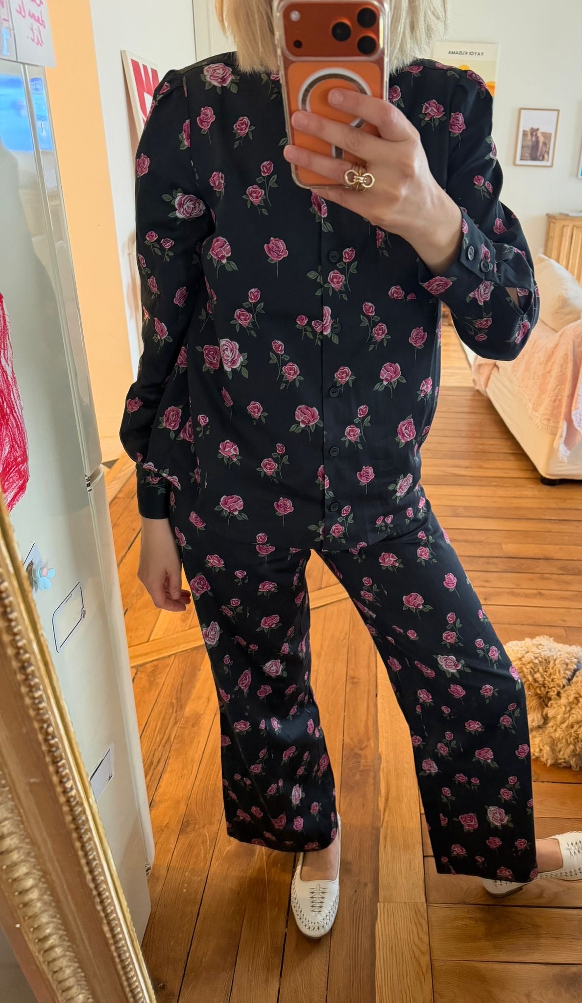 Chemise Vic noire fleurs