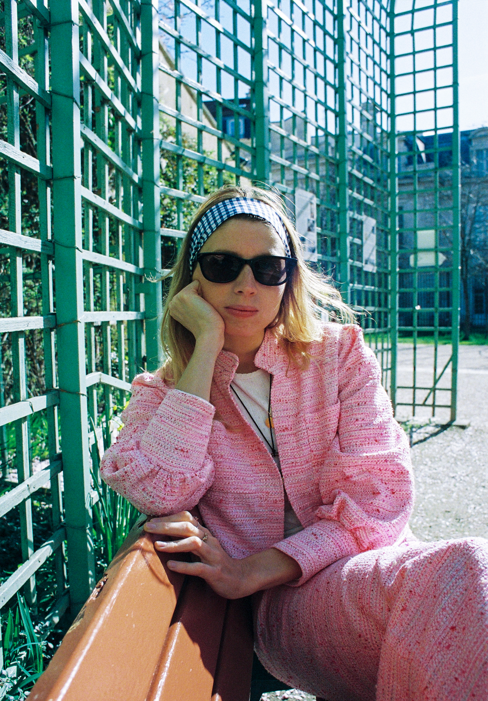 Veste Flower Girl tweed fuchsia