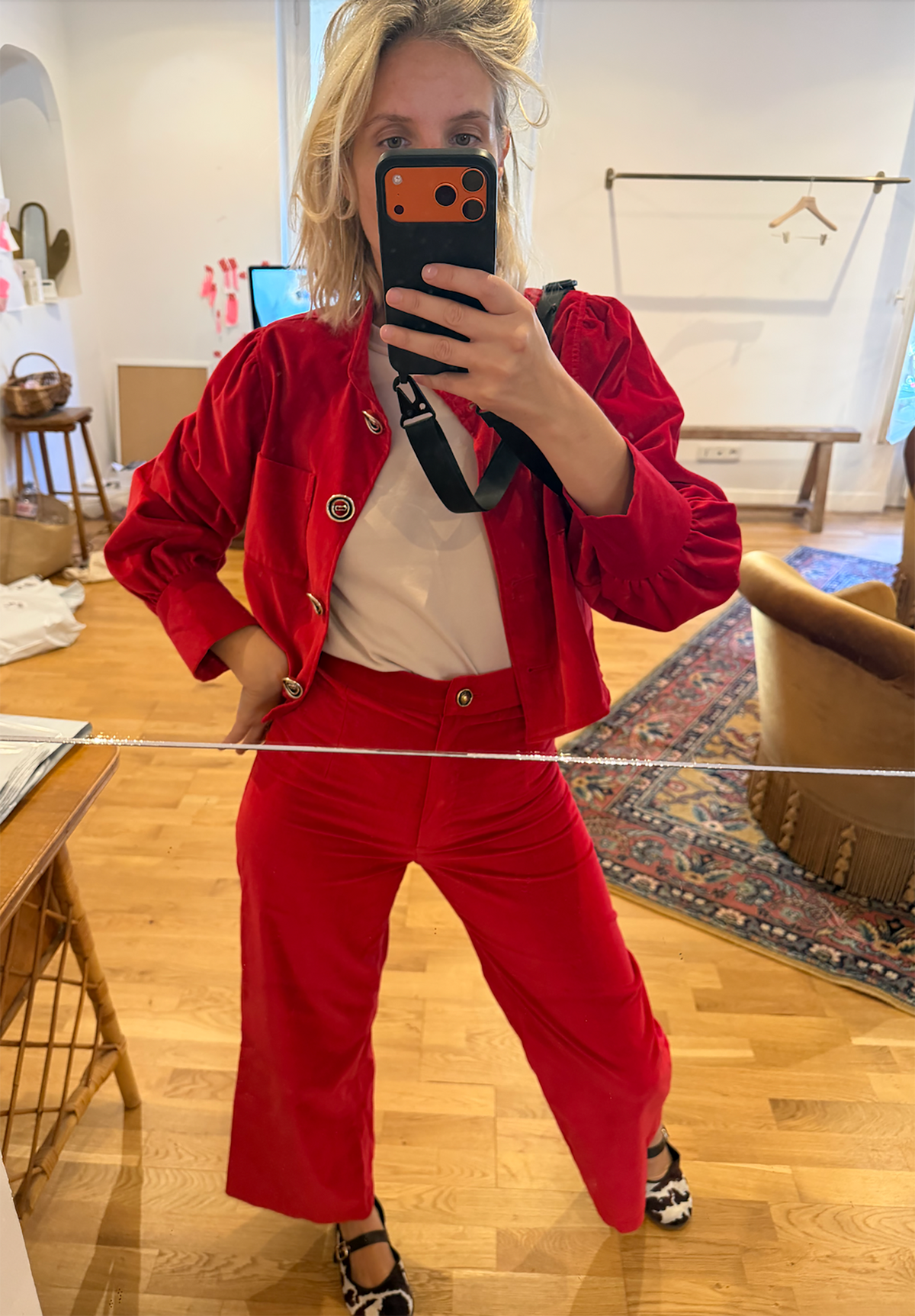 Veste Flower Girl velours rouge