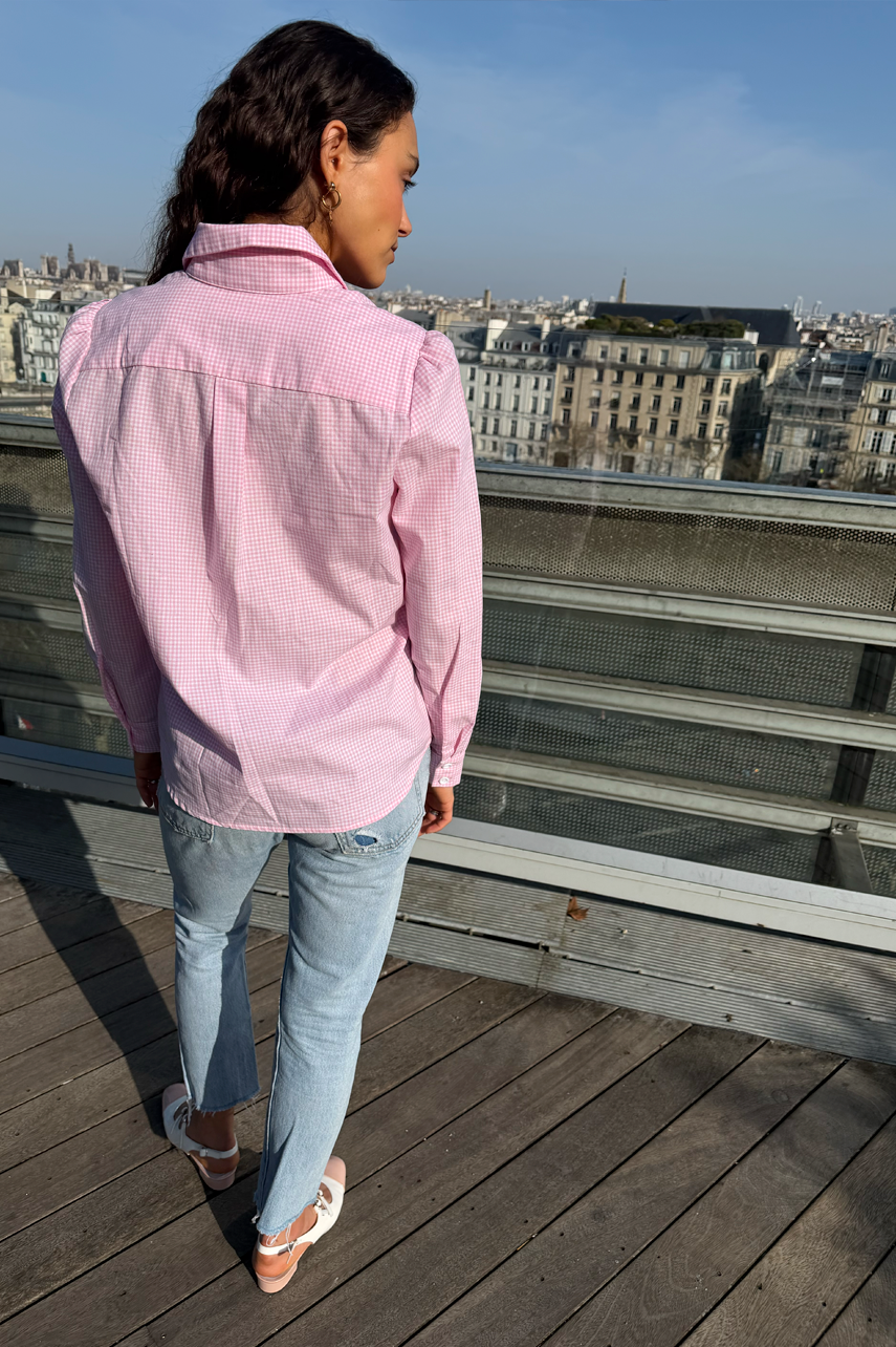 Pink gingham shirt