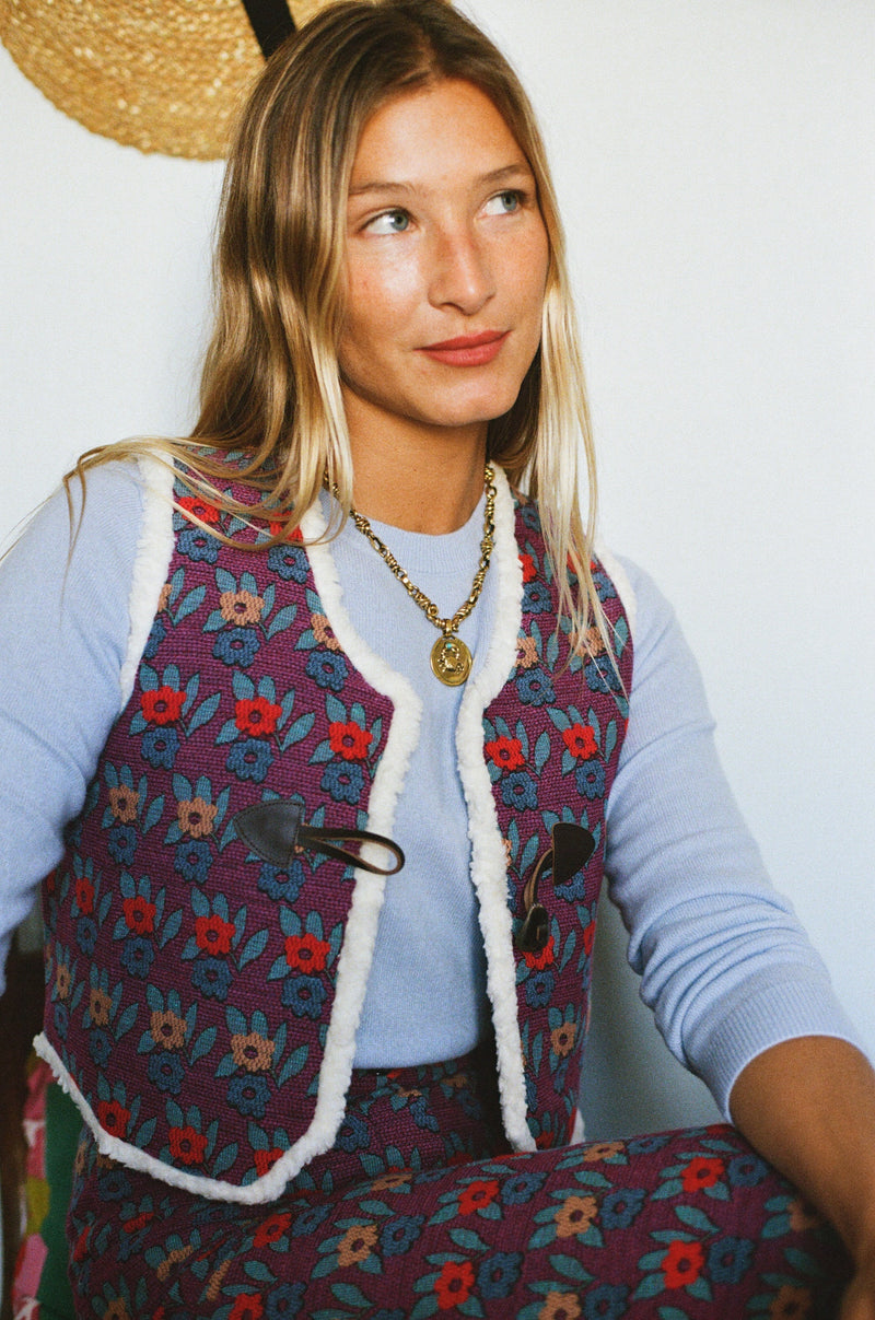 Purple jacquard vest