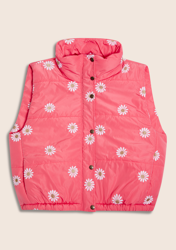 BIG FLOWER pink down jacket