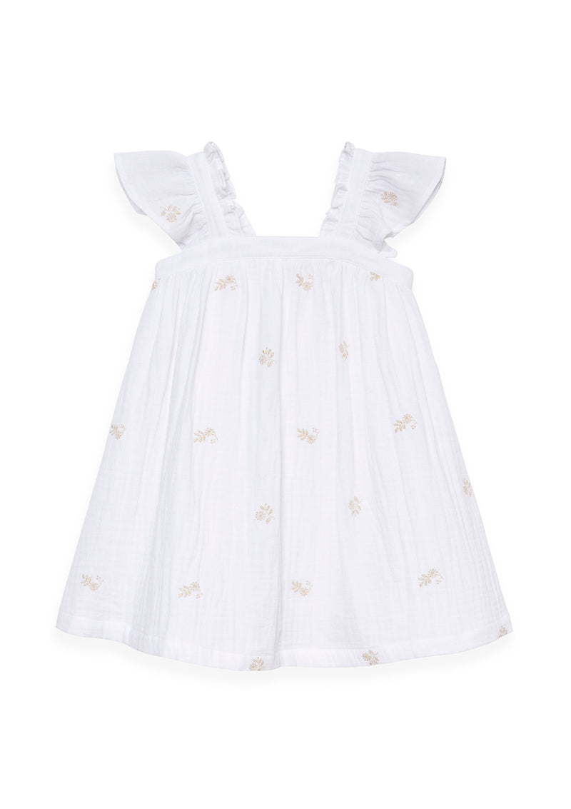 Embroidered white children's Pepita dress