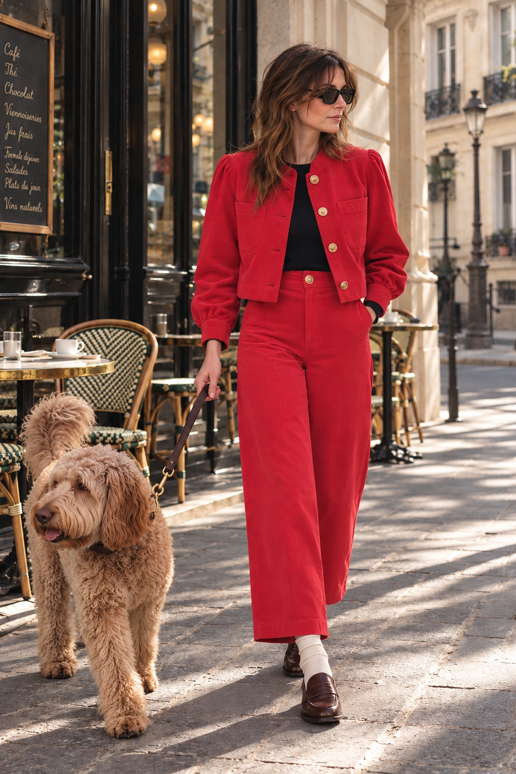 Pantalon Romy velours rouge