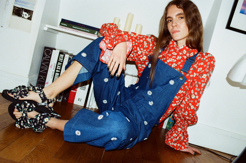 Embroidered Denim dungarees