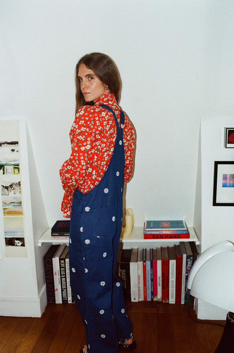 Embroidered Denim dungarees
