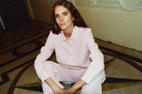 Vic shirt in embroidered pink linen