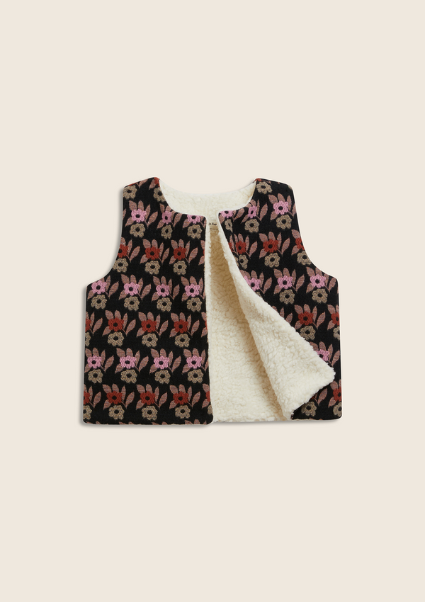 Black jacquard vest for children Unisex