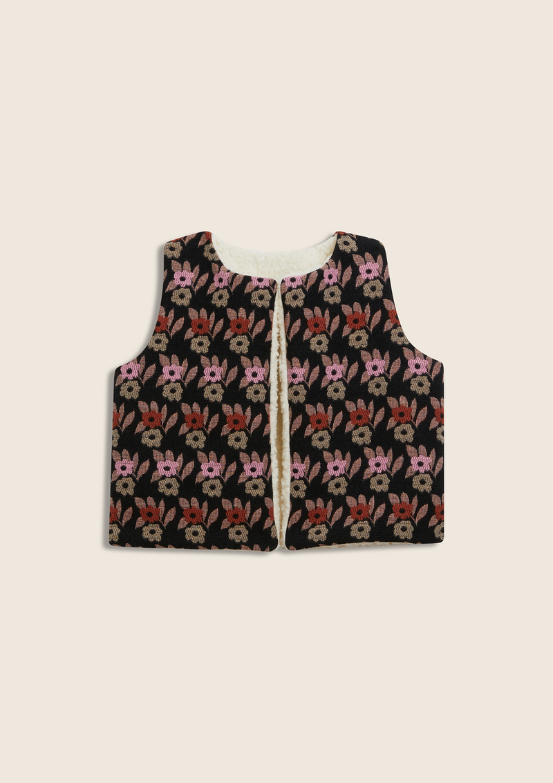 Black jacquard vest for children Unisex