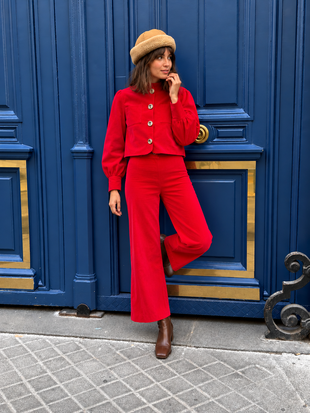 Veste Flower Girl velours rouge