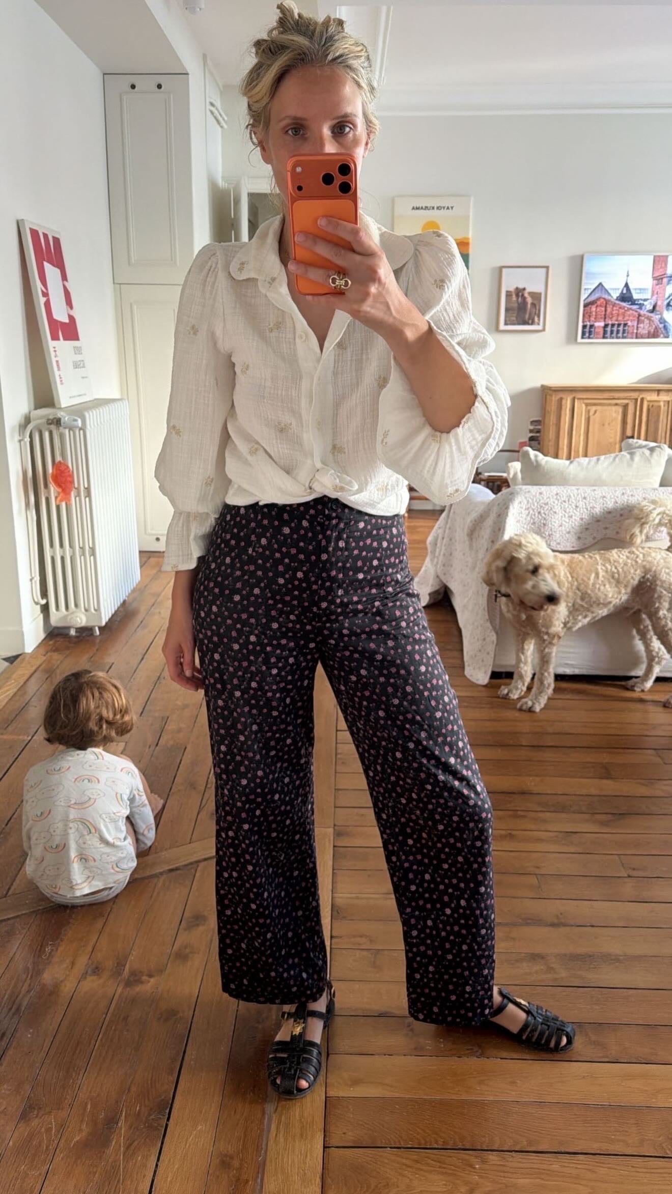Pantalon Romy noir petites fleurs