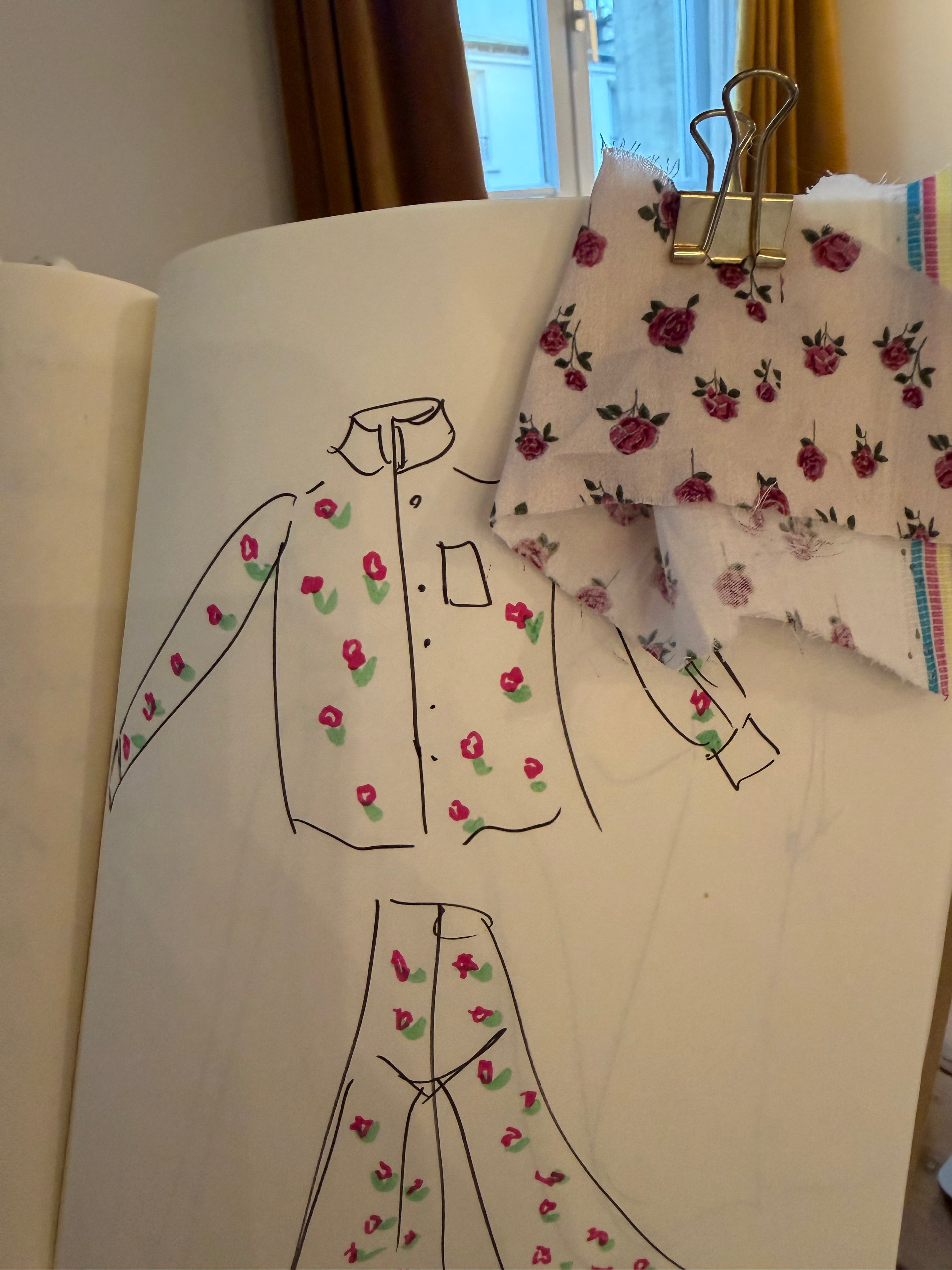 Chemise Vic écru fleurs