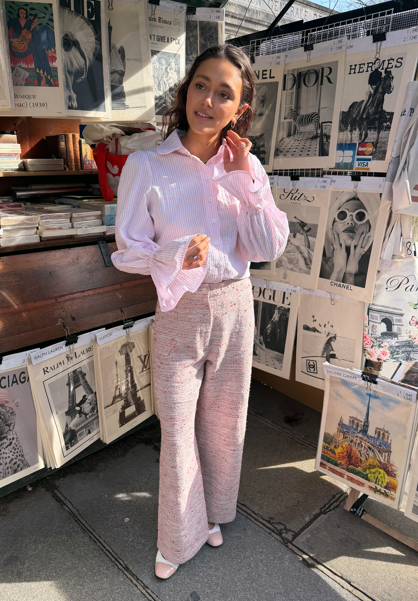 Pale pink tweed Romy pants