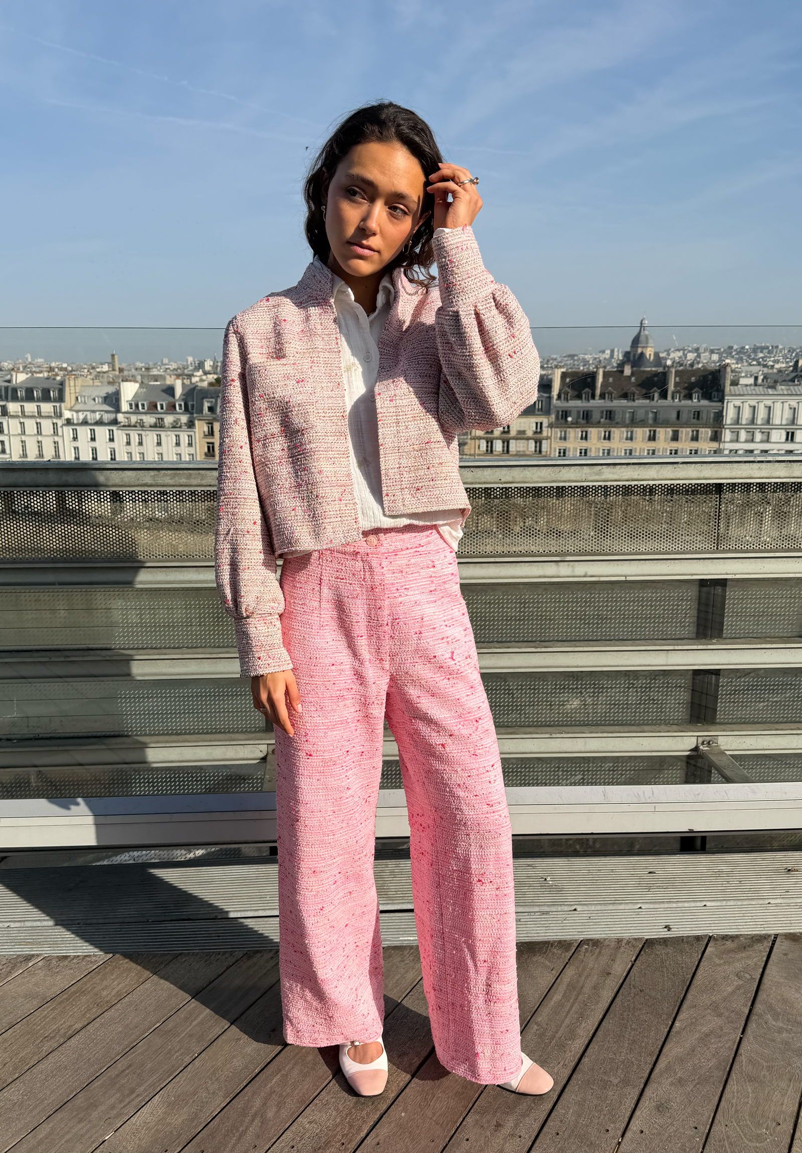 Pantalon Romy tweed fuchsia