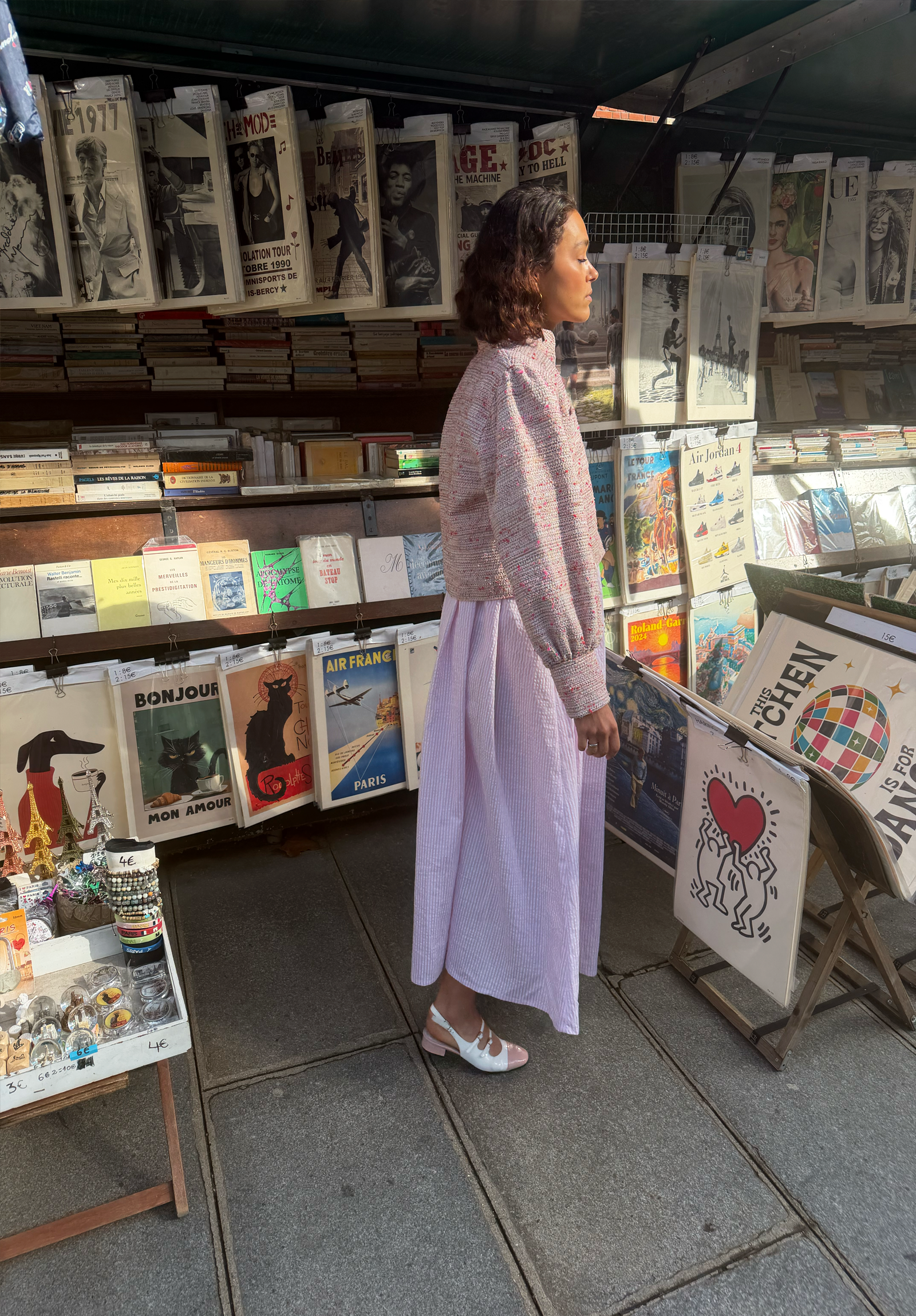 Pale pink tweed flower girl jacket