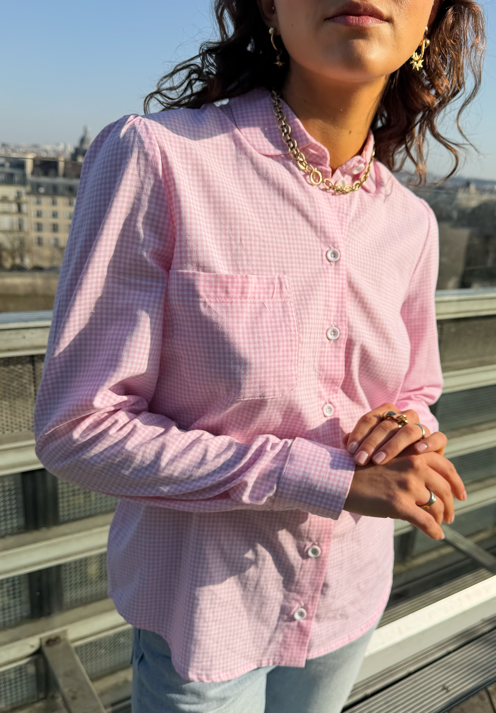 Chemise vichy rose