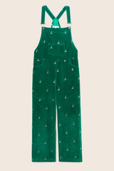 Green velvet overalls