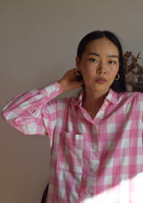 Robe chemise Chloé carreaux rose