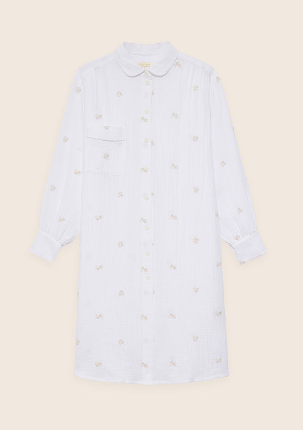 Robe chemise Chloé blanche brodée