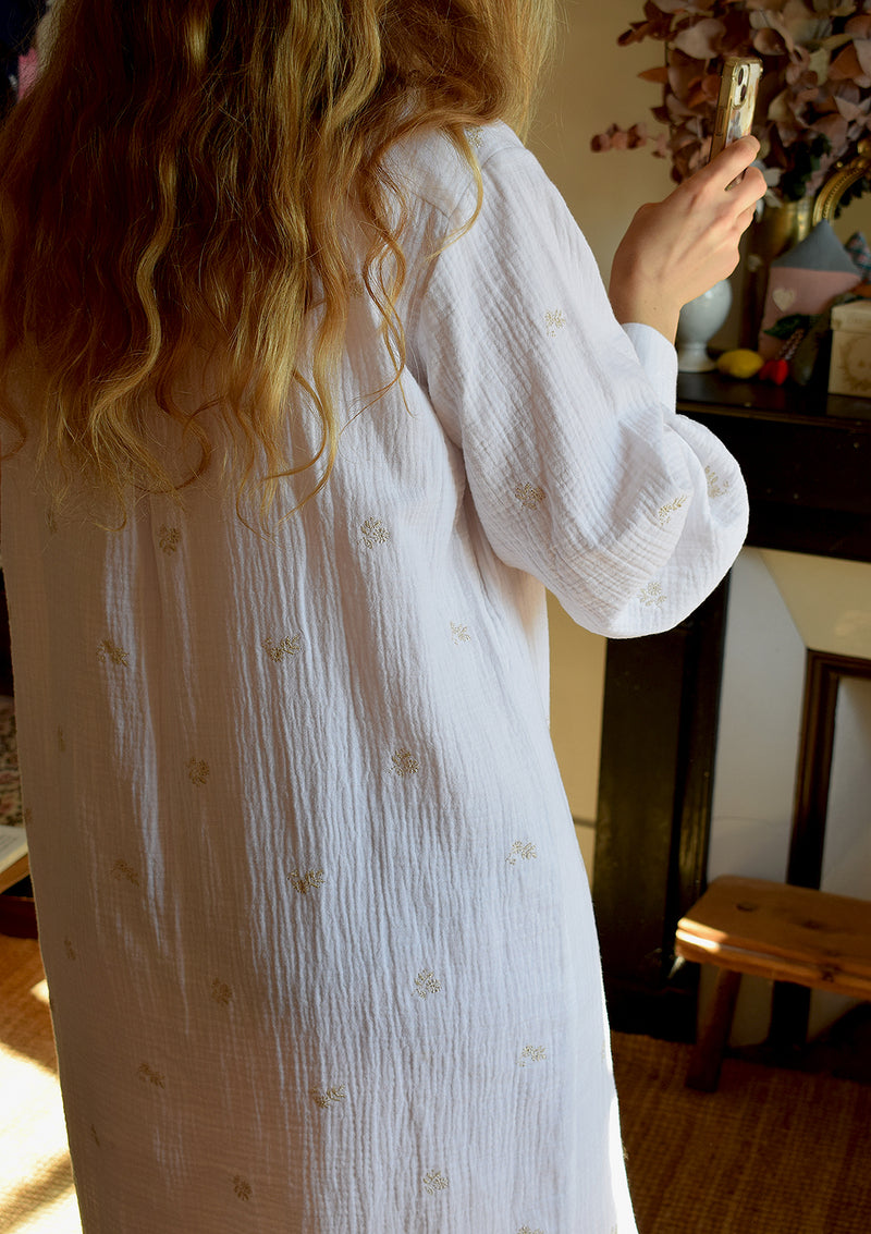 Chloé white embroidered shirt dress