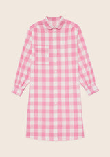Robe chemise Chloé carreaux rose