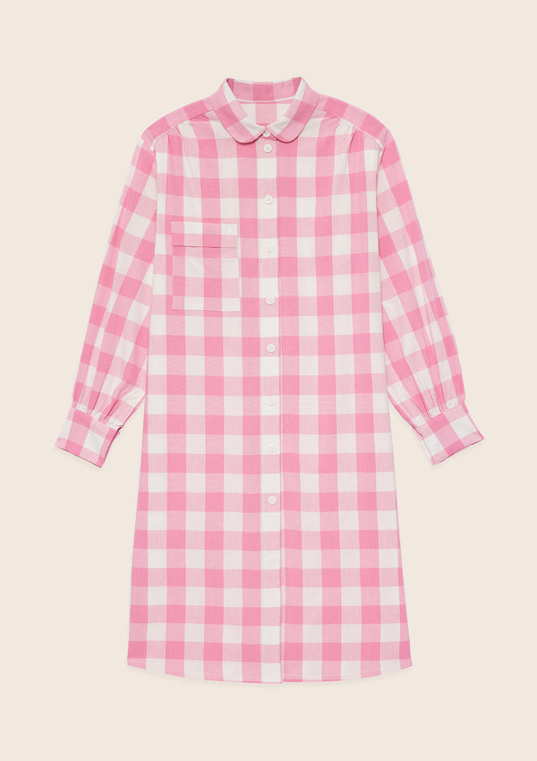 Robe chemise Chloé carreaux rose