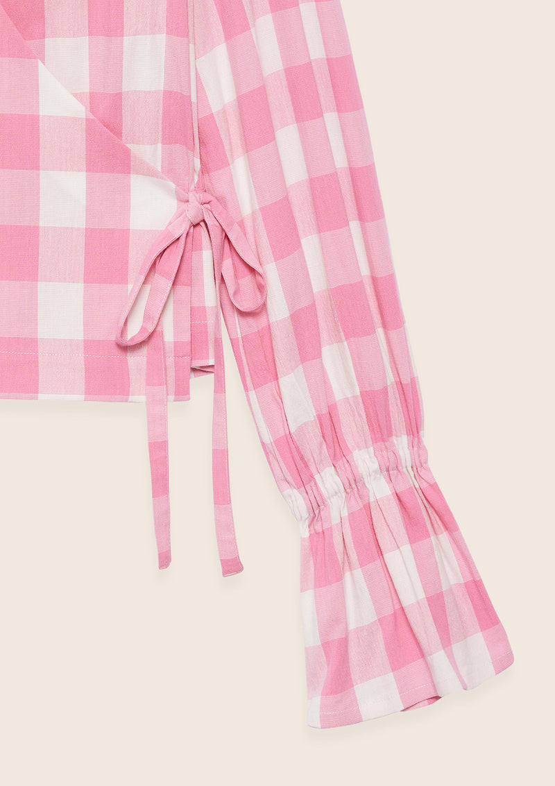 Large pink check heart wrap