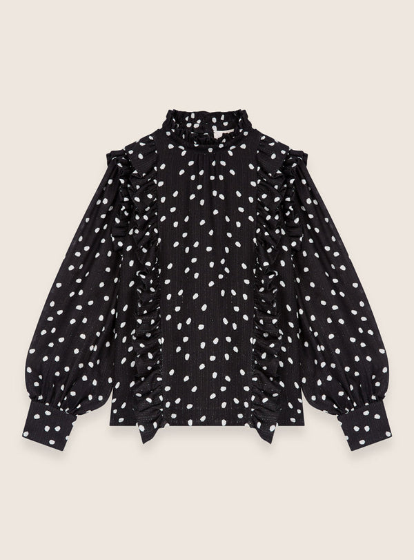 FLOLOV_Blouse_Pois_Noire_Face