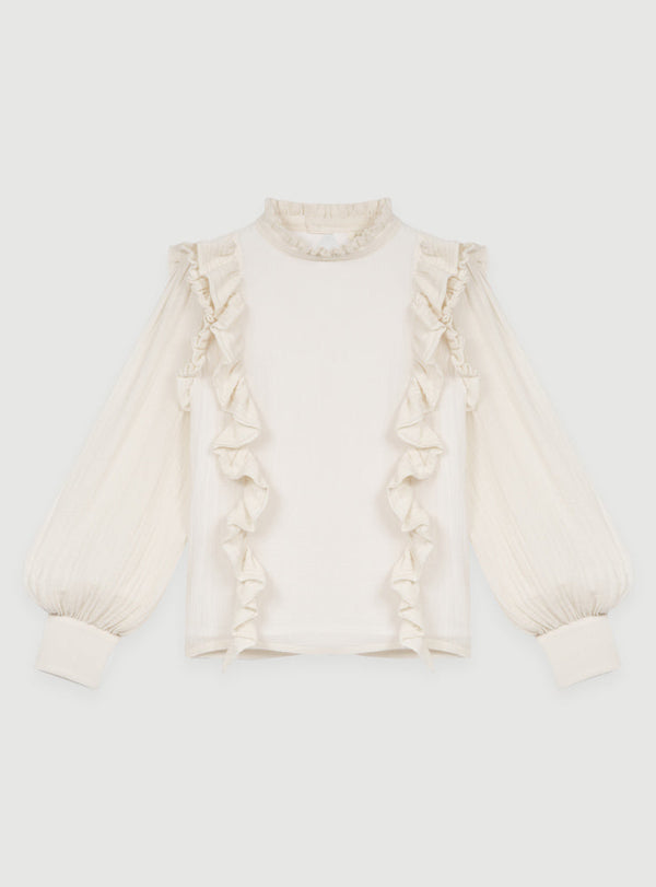 Maje_Blouse_Creme_Volants_Face